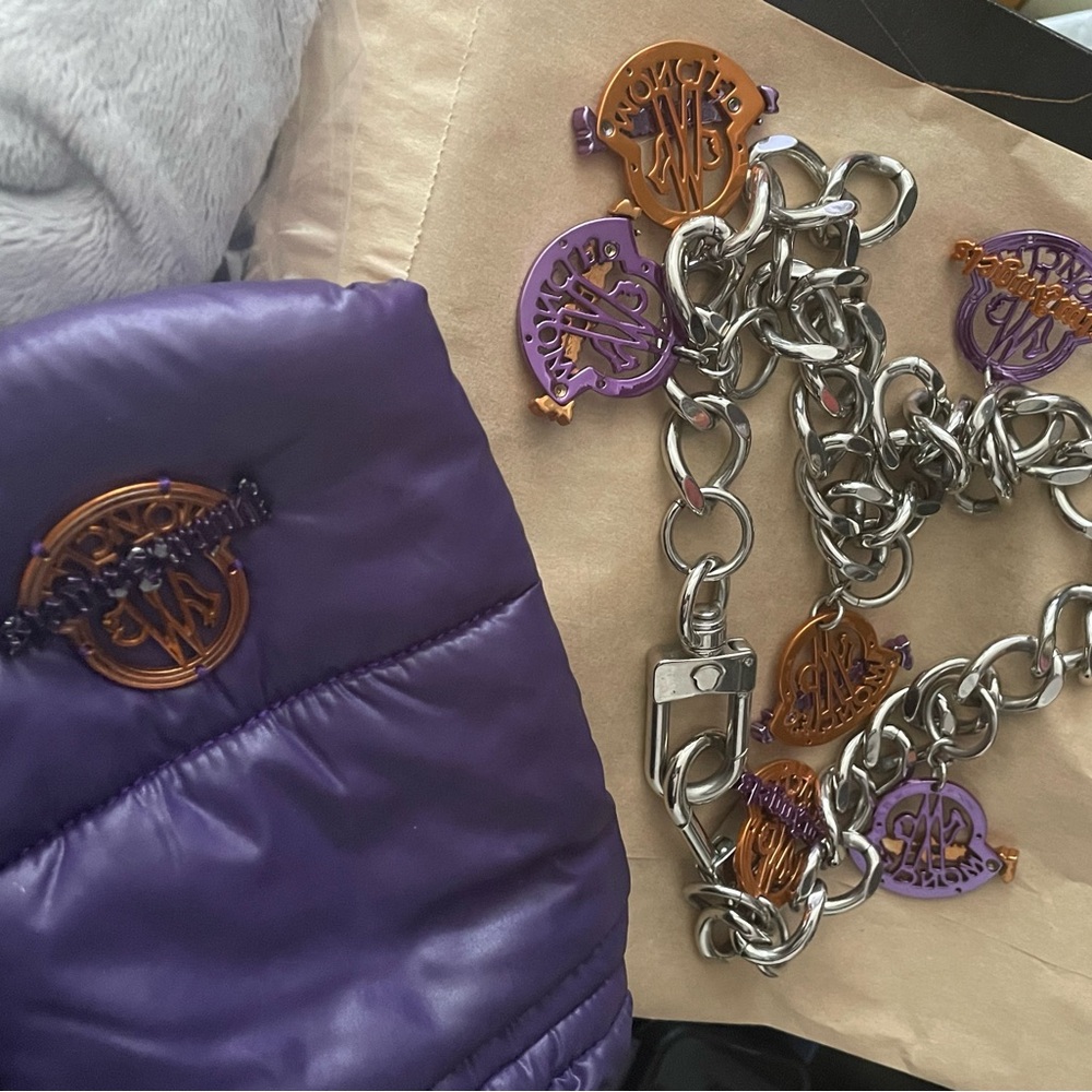 Moncler x Palm Angels Jewelry LOGO pattern purple/orange with silver links